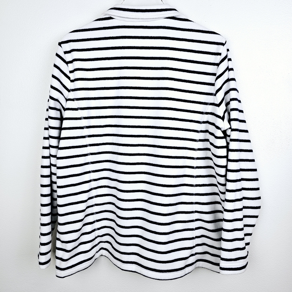Lands' End Navy Blue & White Striped Fleece - Picture 2 of 8